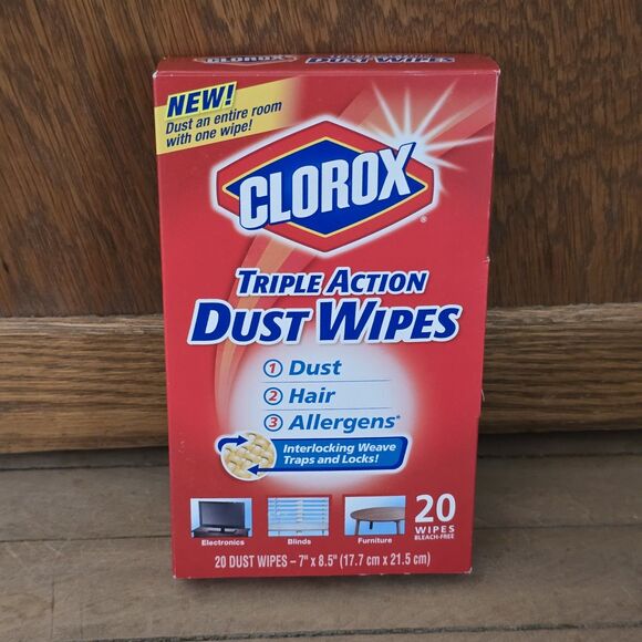 Clorox Triple Action Dust Wipes 20 Count Singles Discontinued 2014 New In Box - Picture 1 of 6